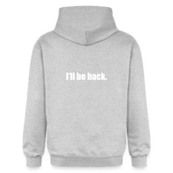 « Je serai de retour. » - Court, net, efficace. - Sweat à capuche Softstyle® Gildan Unisexe - gris clair chiné - Dos - Liana (172cm)