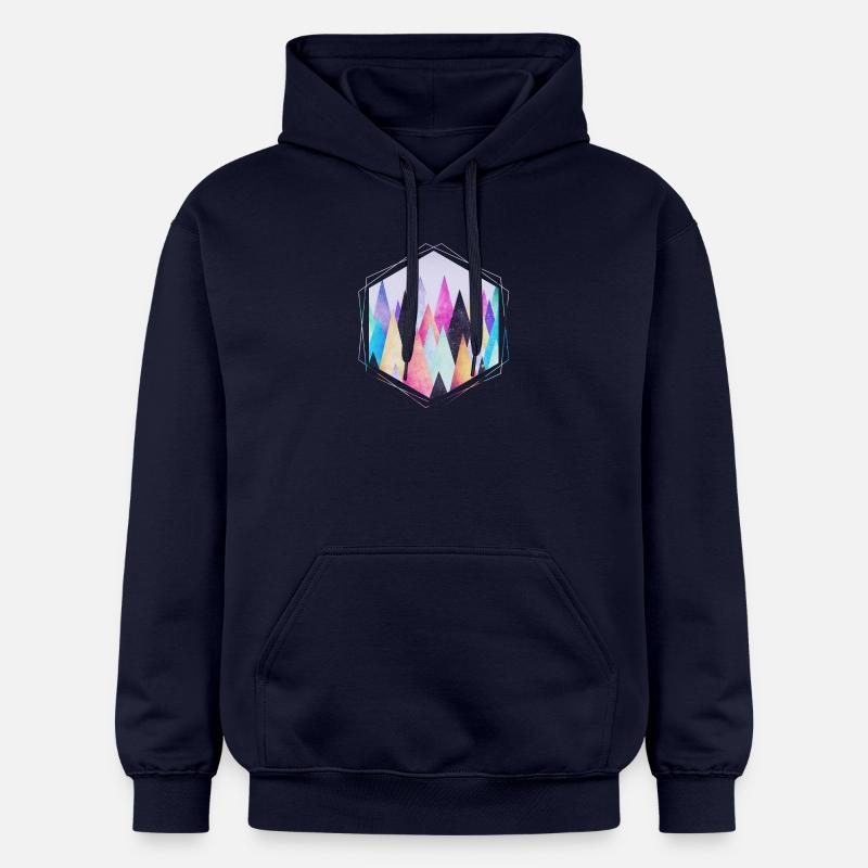 Hipster triangles (geometry) Abstract Mountains - Sweat à capuche Softstyle® Gildan Unisexe - bleu marine