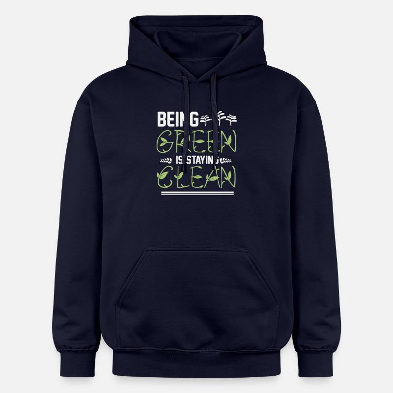 Être vert, c’est rester propre - Sweat à capuche Softstyle® Gildan Unisexe - bleu marine