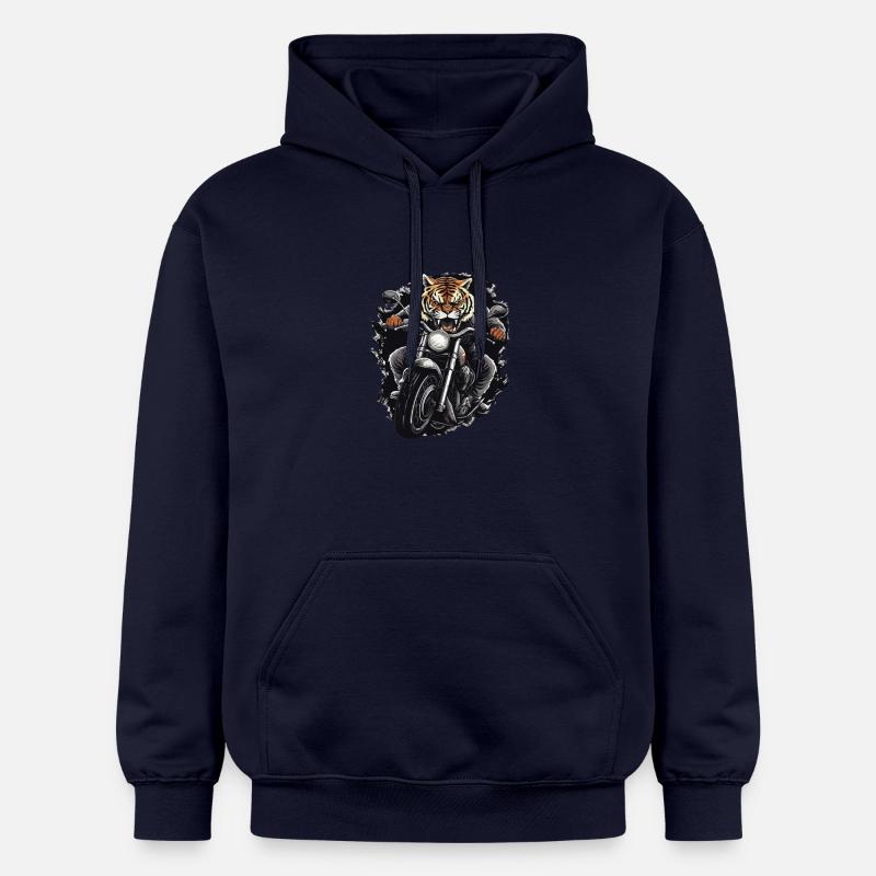 Moto Biker Tiger - Sweat à capuche Softstyle® Gildan Unisexe - bleu marine