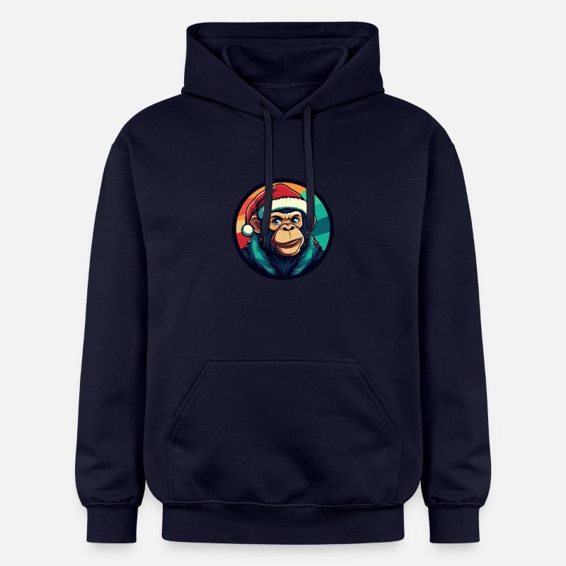 Singe Noël Noël - Sweat à capuche Softstyle® Gildan Unisexe - bleu marine