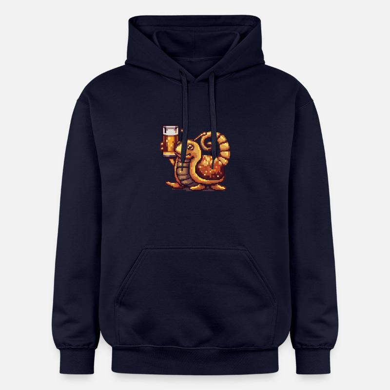 Escargot Bière Pixel - Sweat à capuche Softstyle® Gildan Unisexe - bleu marine