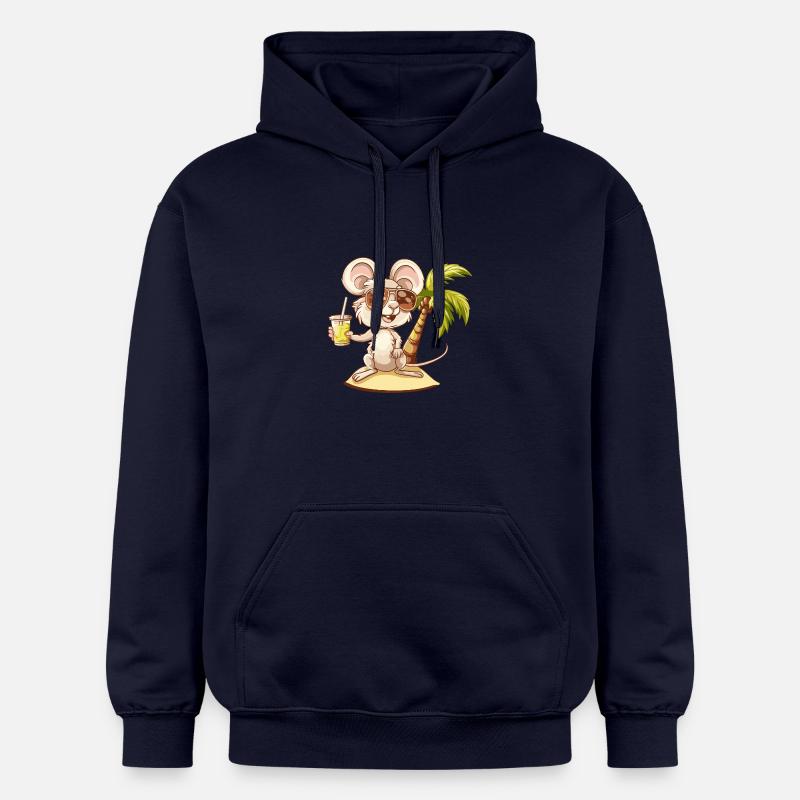 Mouse Summer Beach Comic - Gildan Unisex Softstyle® Midweight Hoodie - navy