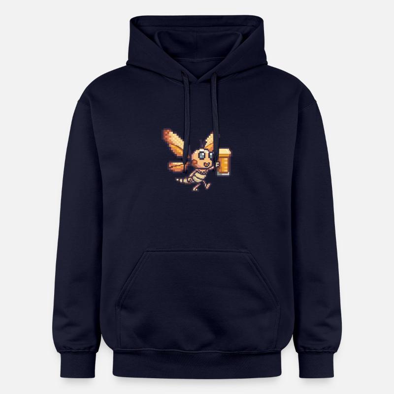Libellule bière pixel - Sweat à capuche Softstyle® Gildan Unisexe - bleu marine