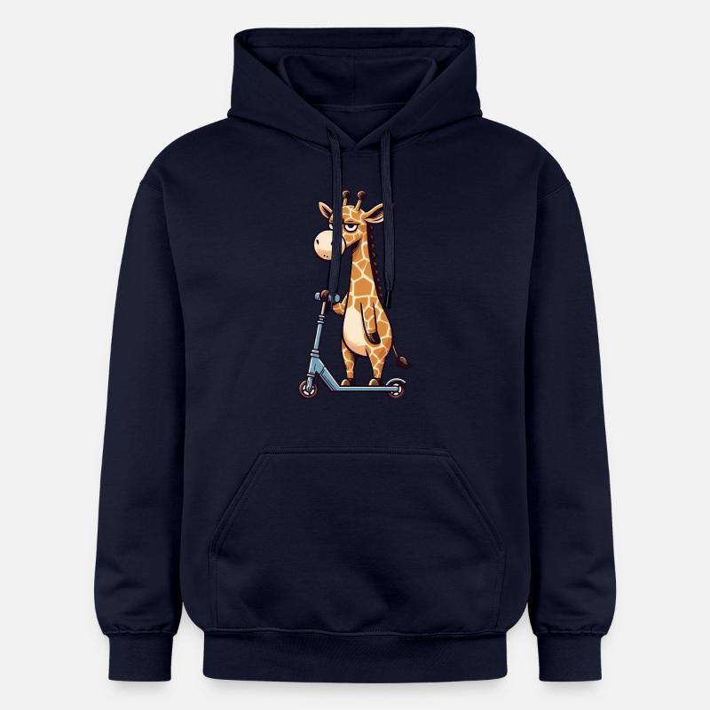 Girafe sur bande dessinée Kickroller - Sweat à capuche Softstyle® Gildan Unisexe - bleu marine