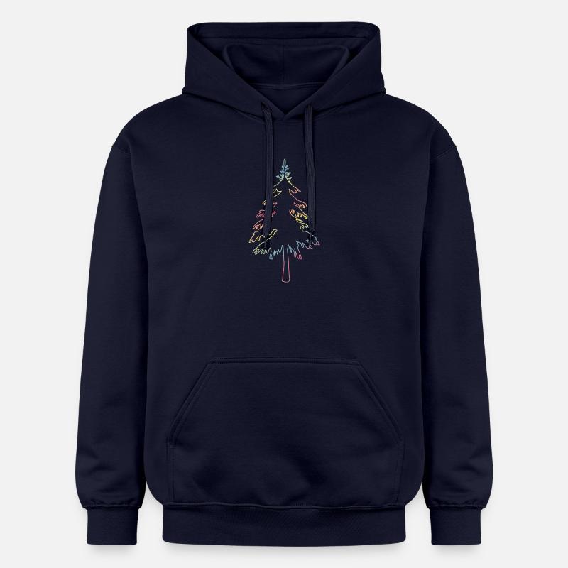 Christbaum, Tannenbaum oder Weihnachtsbaum Umriss - Gildan Unisex Softstyle® Midweight Hoodie - Navy