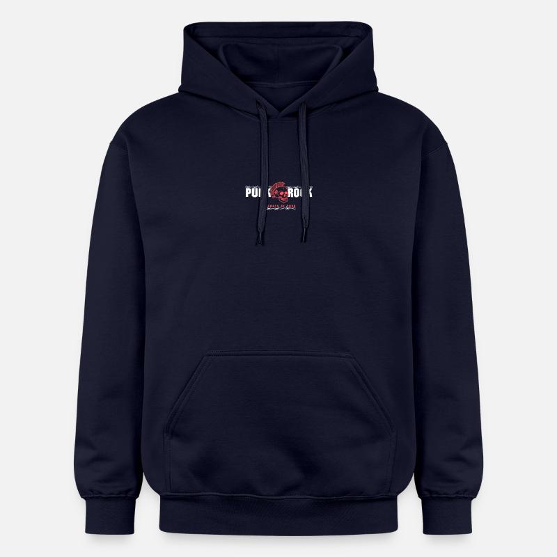 Crâne punk avec mohawk rouge - Sweat à capuche Softstyle® Gildan Unisexe - bleu marine