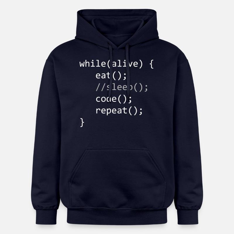 Code While Alive - Gildan Unisex Softstyle® Midweight Hoodie - Navy