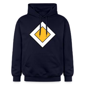 Vorfahrtsschild - Gildan Unisex Softstyle® Midweight Hoodie - Navy - Vorne - Liana (172cm) & Jaron (178cm)
