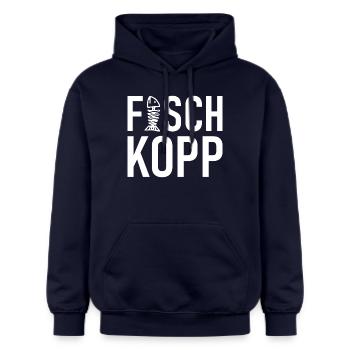 Fischkopp Fisch Fischkopf Küste Angler Fischer - Gildan Unisex Softstyle® Midweight Hoodie - Navy - Vorne - Liana (172cm) & Jaron (178cm)