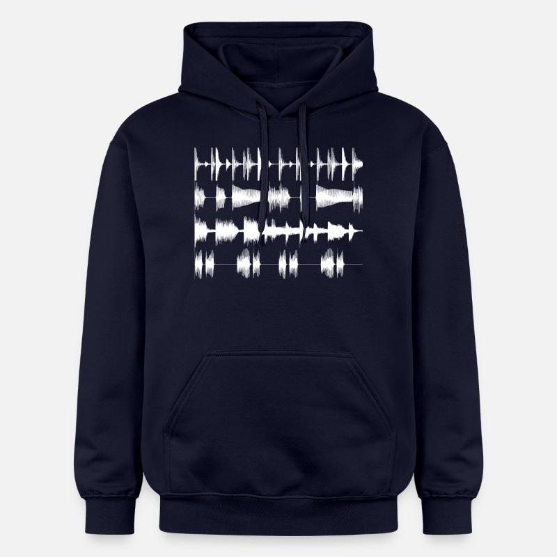 White waveforms - Sweat à capuche Softstyle® Gildan Unisexe - bleu marine