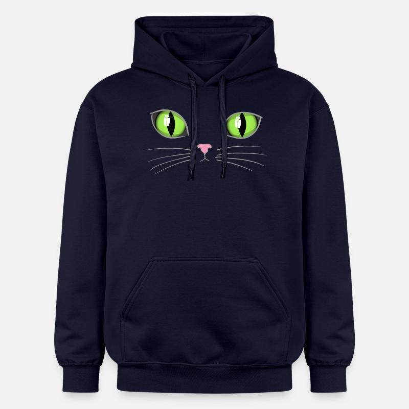 Yeux verts de chat - Sweat à capuche Softstyle® Gildan Unisexe - bleu marine
