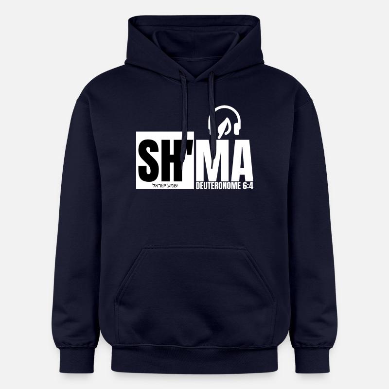 SH'MA -(blanc) - Deut/6:4 - Sweat à capuche Softstyle® Gildan Unisexe - bleu marine