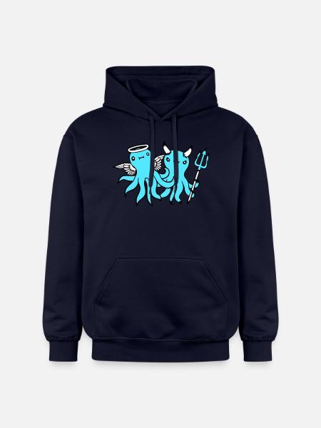 2 Octopus Devil Angel Heaven Hell Team Friends - Gildan Unisex Softstyle® Midweight Hoodie - navy