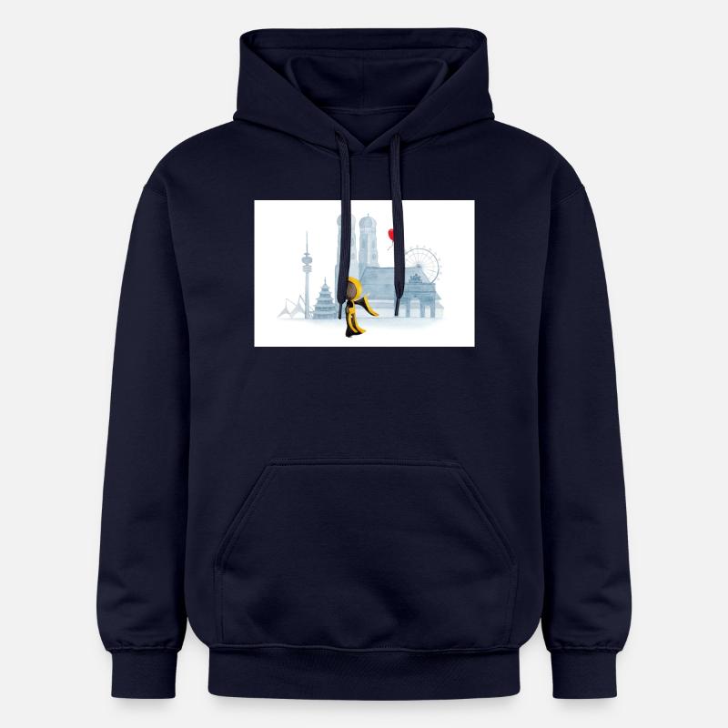 Münchner Kindl avec Munich Skyline - Sweat à capuche Softstyle® Gildan Unisexe - bleu marine