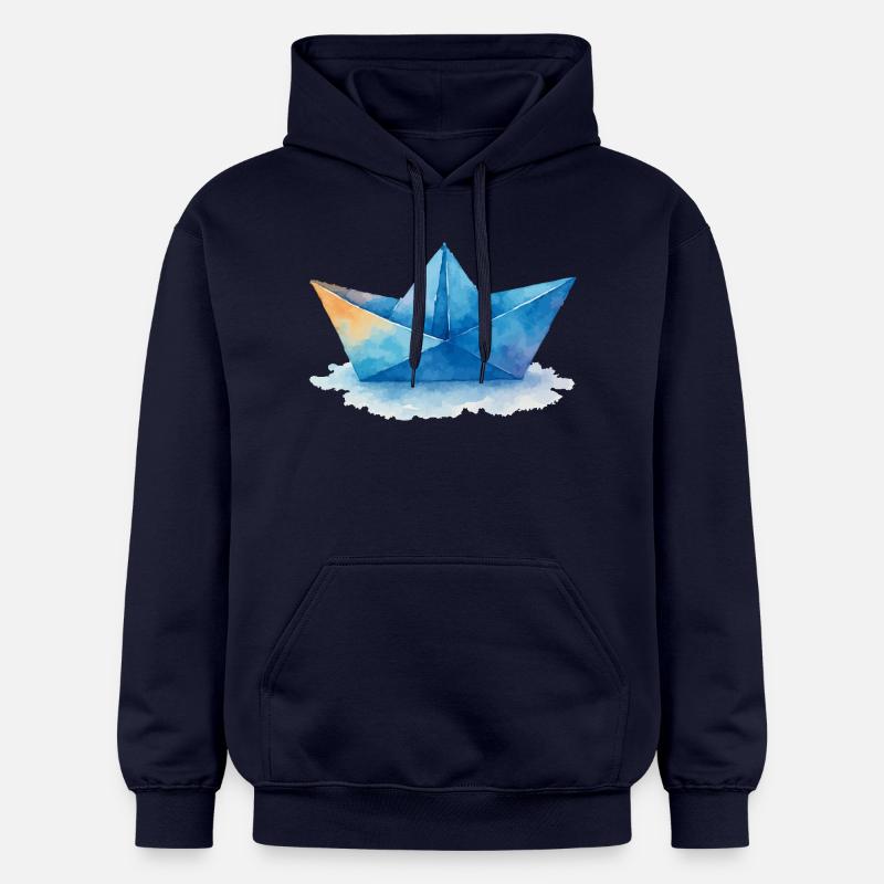 Bateau en papier Aquarelle - Sweat à capuche Softstyle® Gildan Unisexe - bleu marine