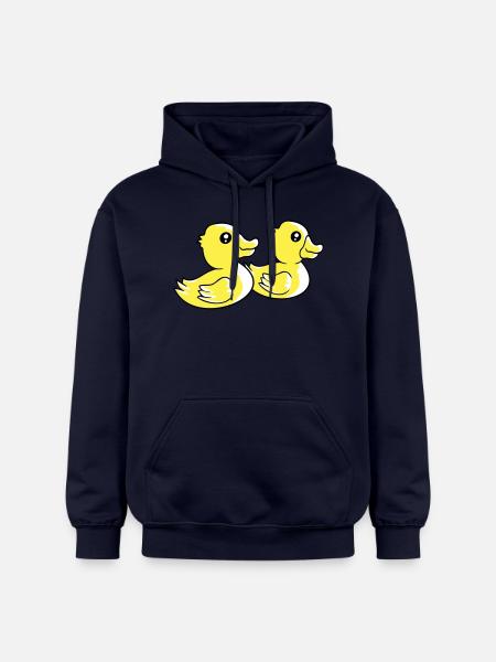 2 ænder svømmevand par to venner hold - Gildan Softstyle® Midweight unisex-hoodie - marineblå
