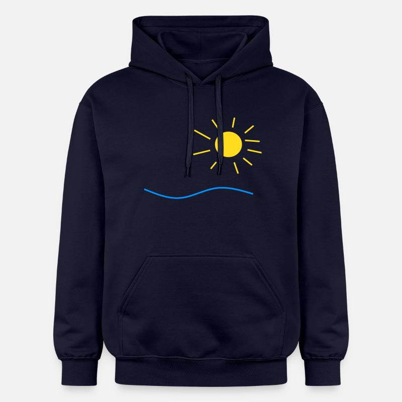 Soleil et mer - Sweat à capuche Softstyle® Gildan Unisexe - bleu marine