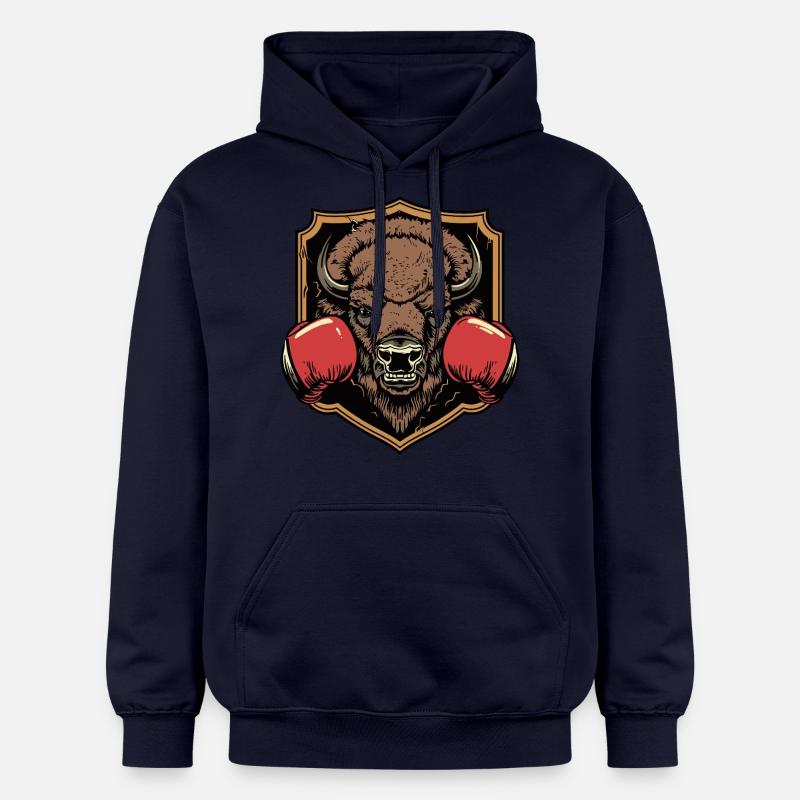 Bison Boxer MMA Logo - Sweat à capuche Softstyle® Gildan Unisexe - bleu marine