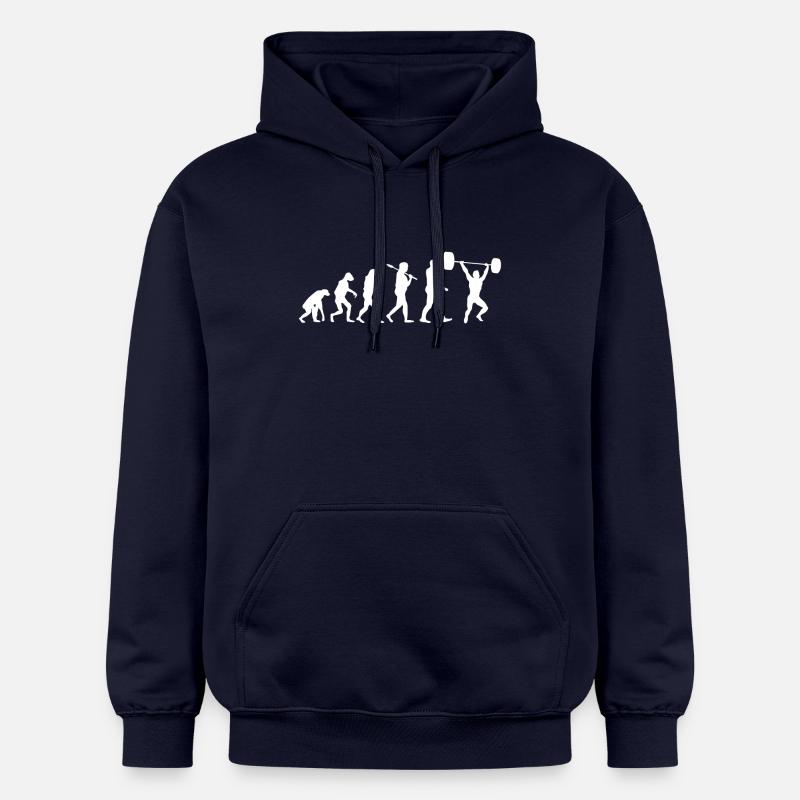FitnessSHIRT · Evolution musculation de musculation - Sweat à capuche Softstyle® Gildan Unisexe - bleu marine
