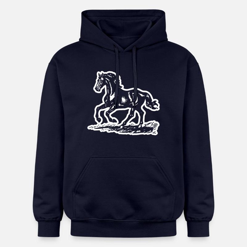 Cheval Chevaux Équitation Cavalier - Sweat à capuche Softstyle® Gildan Unisexe - bleu marine