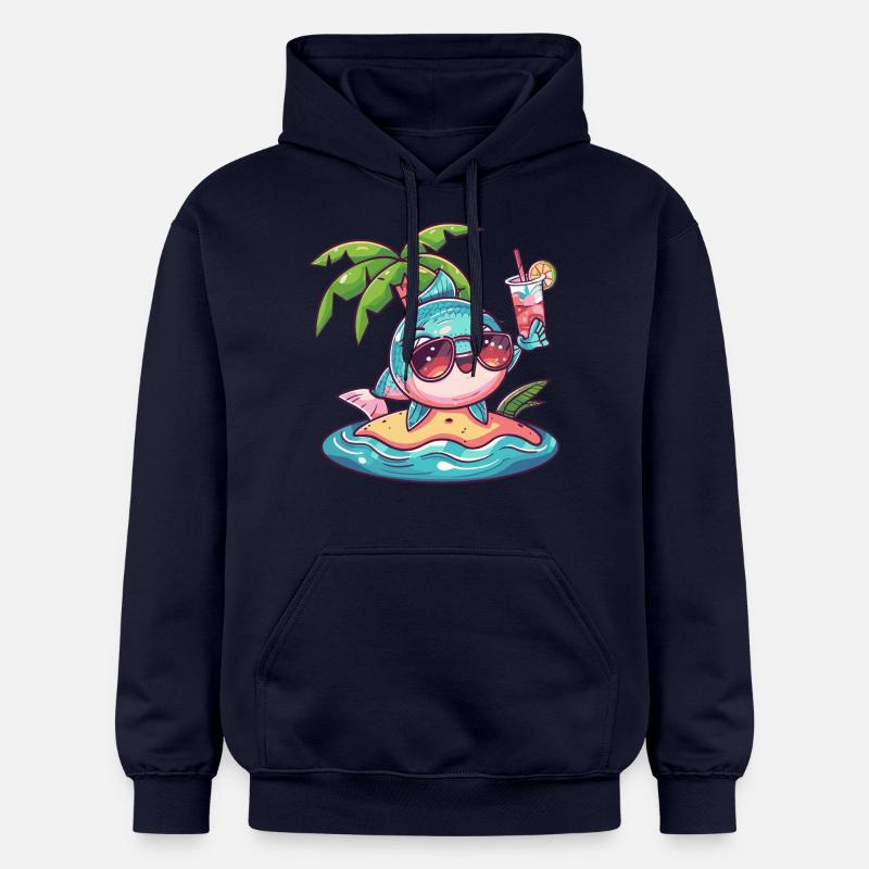 Vacances d’été de poisson Piranha - Sweat à capuche Softstyle® Gildan Unisexe - bleu marine