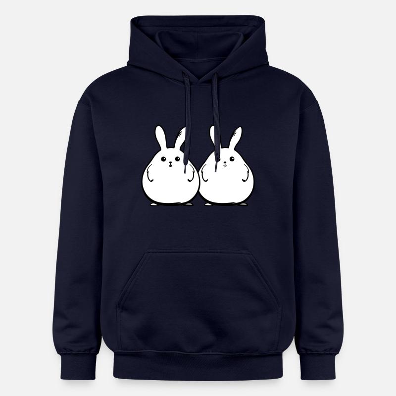 Lapin Drôle Pâques Couple - Sweat à capuche Softstyle® Gildan Unisexe - bleu marine