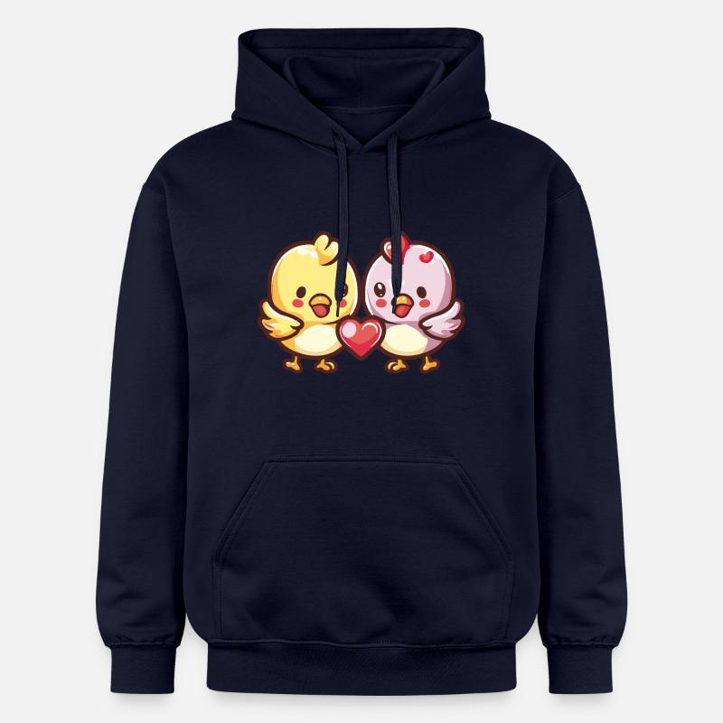 Poulet Couple Amour Saint-Valentin - Sweat à capuche Softstyle® Gildan Unisexe - bleu marine