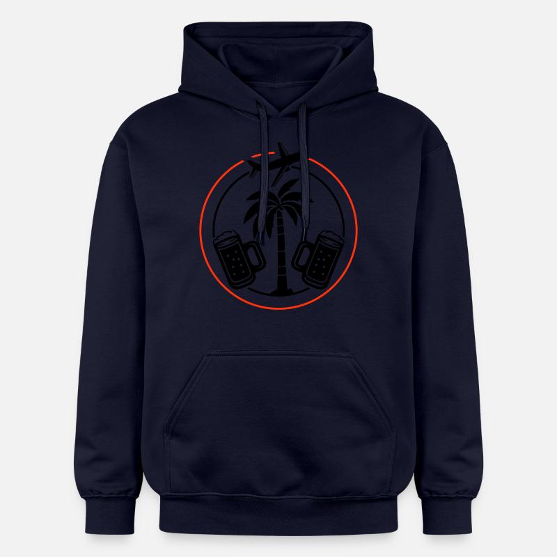 Bière, Palmiers, Vacances, Avion - Sweat à capuche Softstyle® Gildan Unisexe - bleu marine