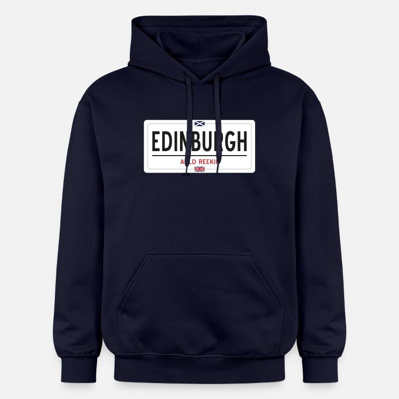 Panneau de la ville d’Édimbourg - Sweat à capuche Softstyle® Gildan Unisexe - bleu marine