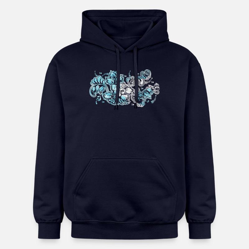 Motif Fleur Bleue - Sweat à capuche Softstyle® Gildan Unisexe - bleu marine