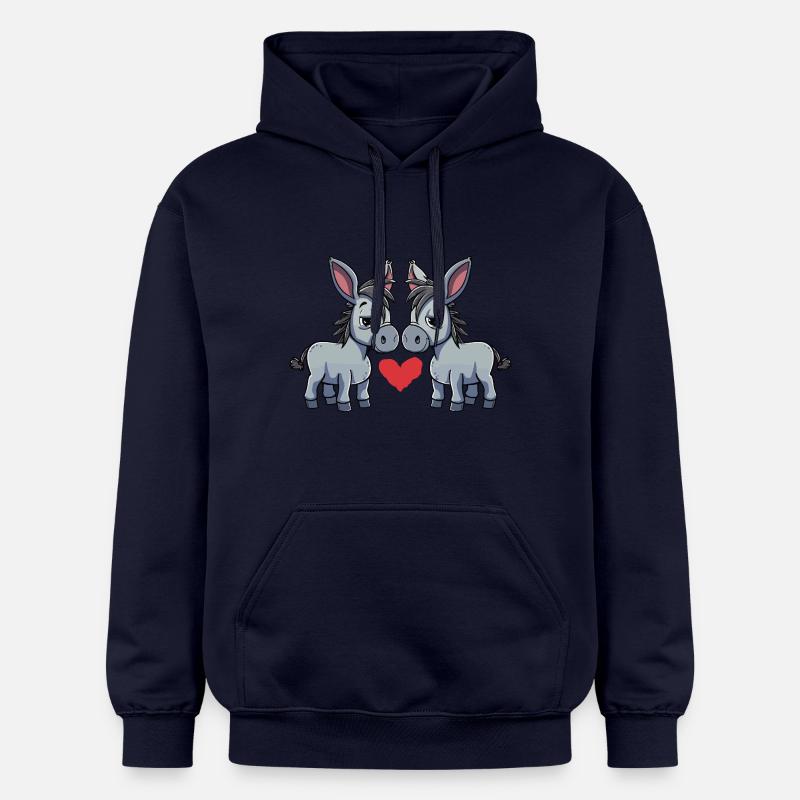 Couple d’ânes Saint-Valentin - Sweat à capuche Softstyle® Gildan Unisexe - bleu marine