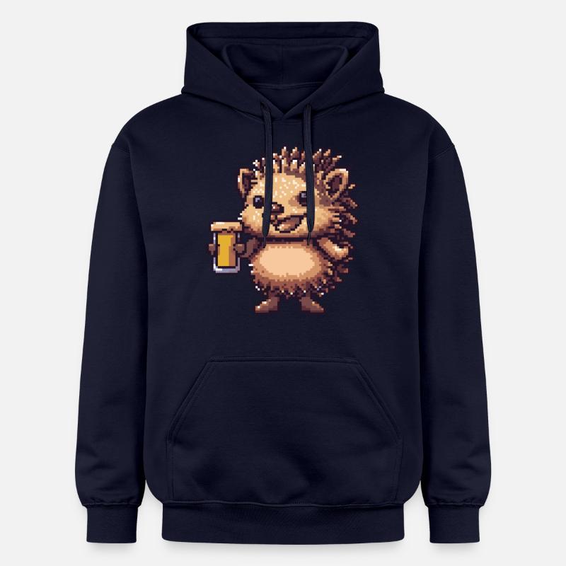 hérisson bière pixel - Sweat à capuche Softstyle® Gildan Unisexe - bleu marine