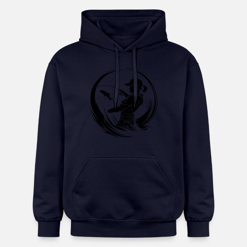 Silhouette de pêche pêcheur - Sweat à capuche Softstyle® Gildan Unisexe - bleu marine