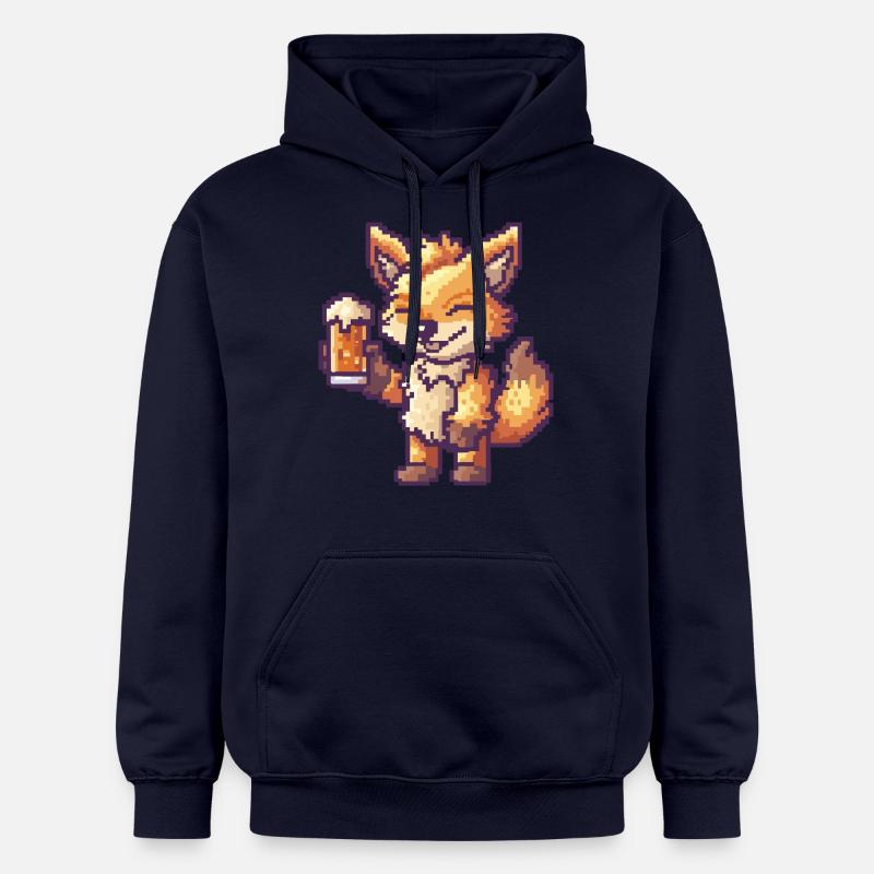 loup bière pixel - Sweat à capuche Softstyle® Gildan Unisexe - bleu marine