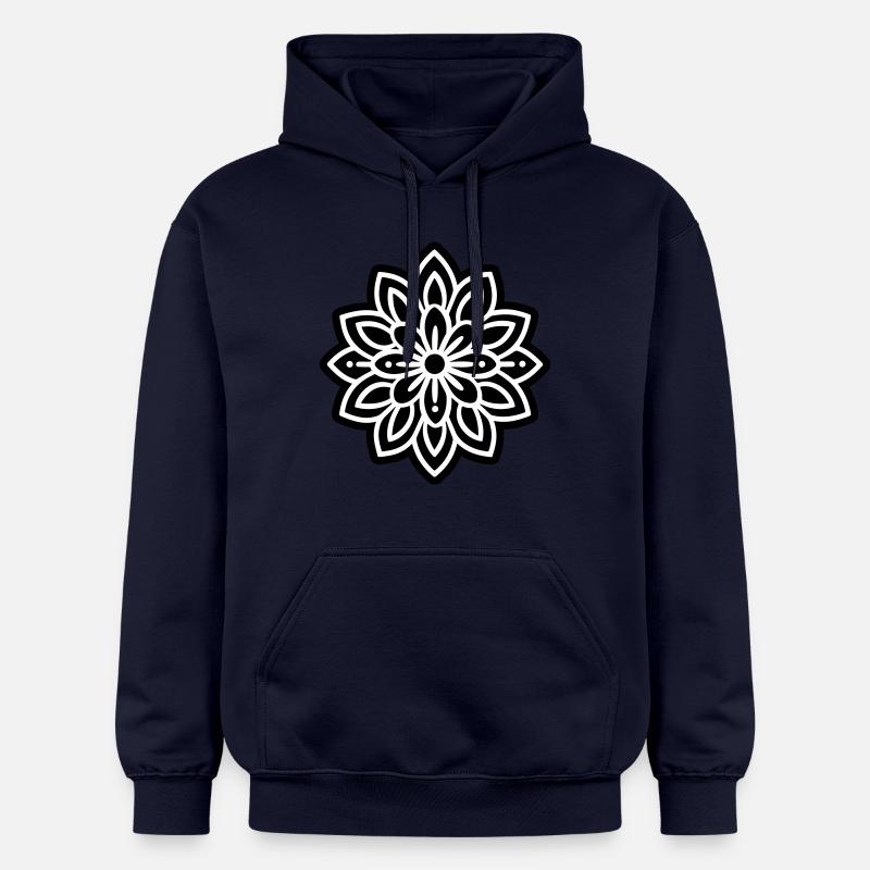 Mandala Fleur - Sweat à capuche Softstyle® Gildan Unisexe - bleu marine