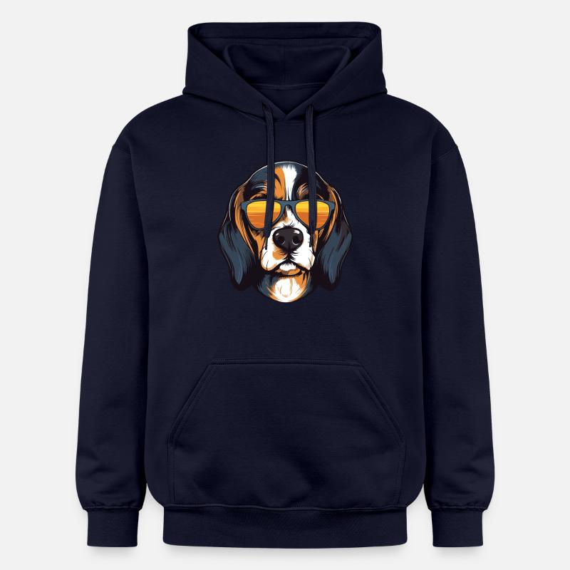 Beagle Dog Cool Head Party - Sweat à capuche Softstyle® Gildan Unisexe - bleu marine