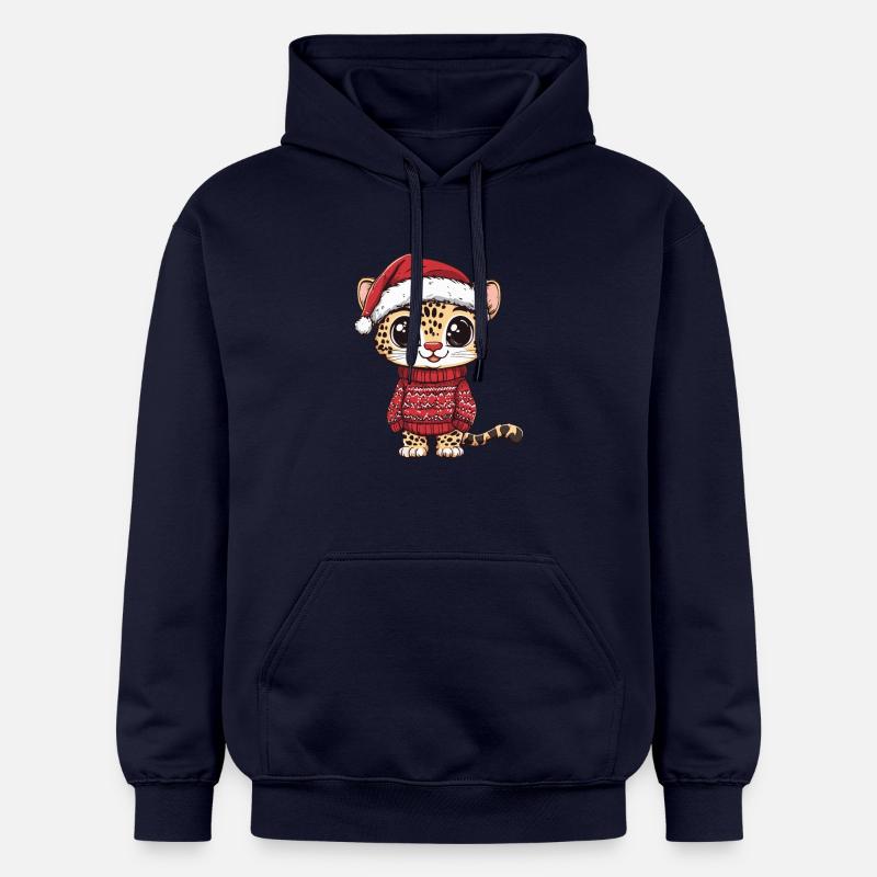Bande dessinée de Noël léopard - Sweat à capuche Softstyle® Gildan Unisexe - bleu marine