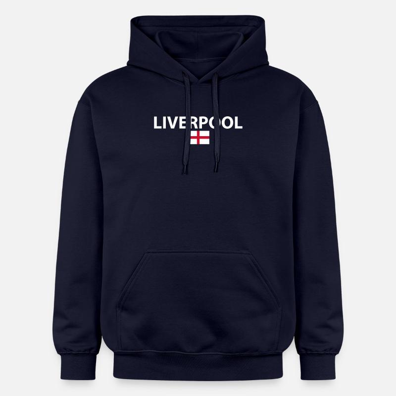 Liverpool Angleterre Anglais Drapeau Anglais - Sweat à capuche Softstyle® Gildan Unisexe - bleu marine