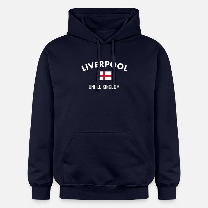 Liverpool Angleterre Anglais Drapeau Anglais - Sweat à capuche Softstyle® Gildan Unisexe - bleu marine