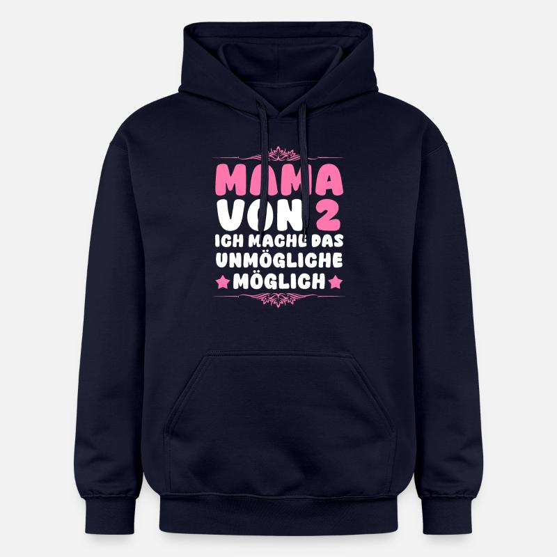 Maman de 2 enfants - Sweat à capuche Softstyle® Gildan Unisexe - bleu marine