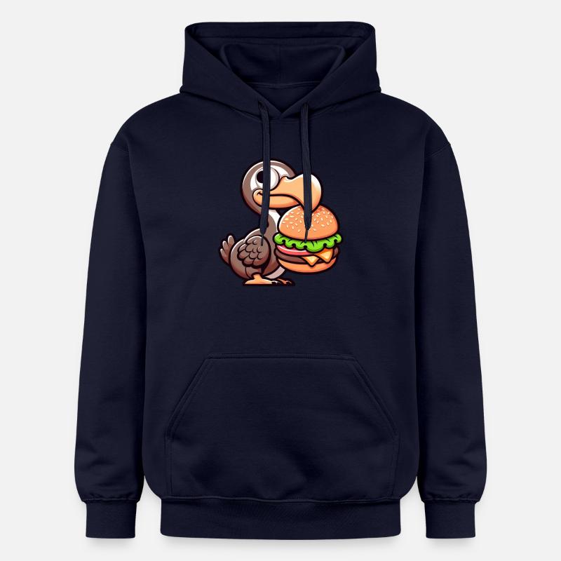 Whimsical Dodo Burger Chibi Hamburger - Gildan Unisex Softstyle® Midweight Hoodie - navy