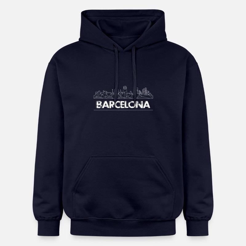 Doublure Skyline de Barcelone - Sweat à capuche Softstyle® Gildan Unisexe - bleu marine