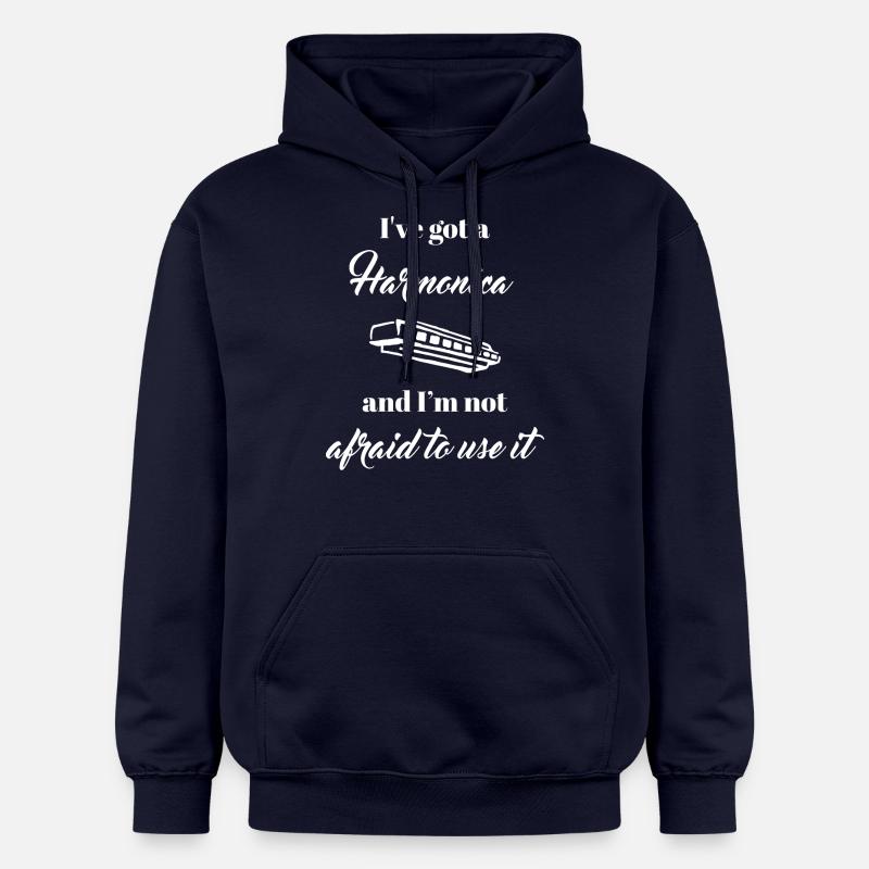 harmonica - harmonica player - harmonica - Gildan Unisex Softstyle® Midweight Hoodie - navy