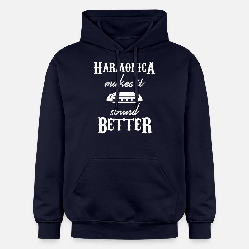 harmonica - harmonica player - harmonica - Gildan Unisex Softstyle® Midweight Hoodie - navy
