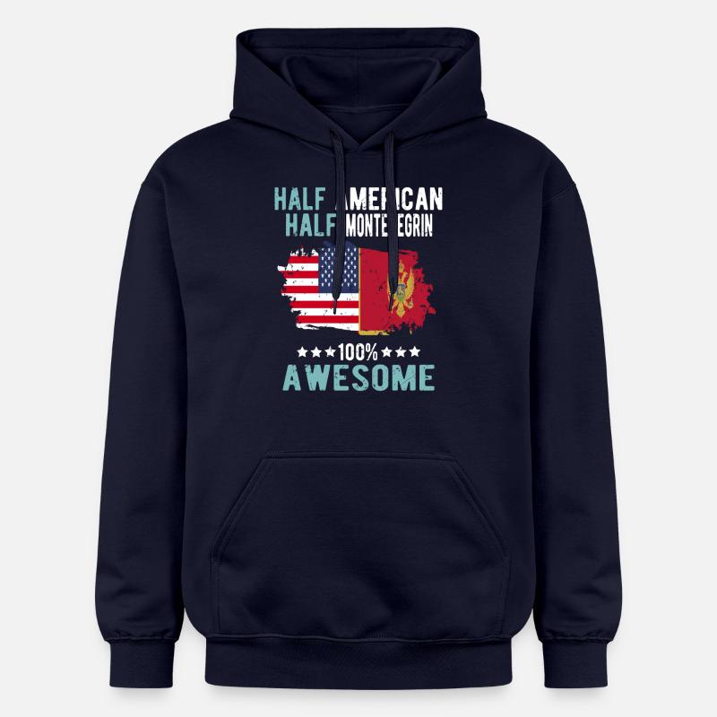 Moitié américain moitié monténégrin - Sweat à capuche Softstyle® Gildan Unisexe - bleu marine