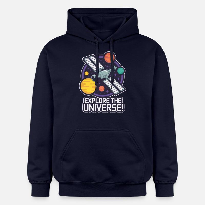 STATION SPATIALE, EXPLOREZ L’UNIVERS - Sweat à capuche Softstyle® Gildan Unisexe - bleu marine