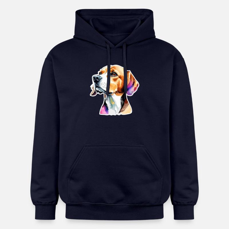Beagle Aquarelles - Sweat à capuche Softstyle® Gildan Unisexe - bleu marine
