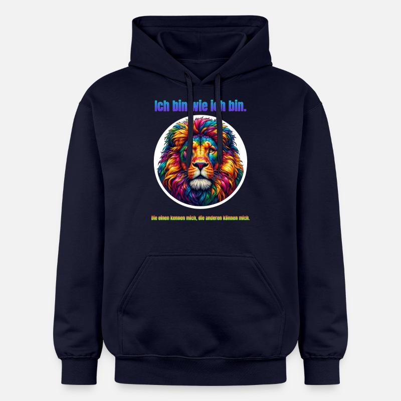 Löwe psychedelisch mit Spruch - Gildan Unisex Softstyle® Midweight Hoodie - Navy