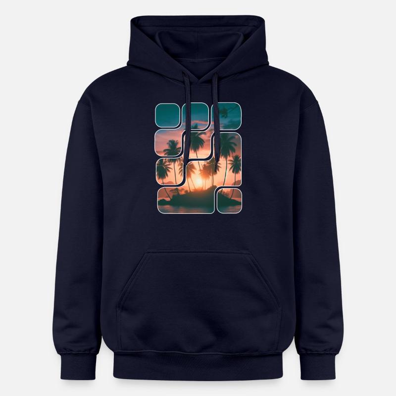 Palmier cocotier île été - Sweat à capuche Softstyle® Gildan Unisexe - bleu marine